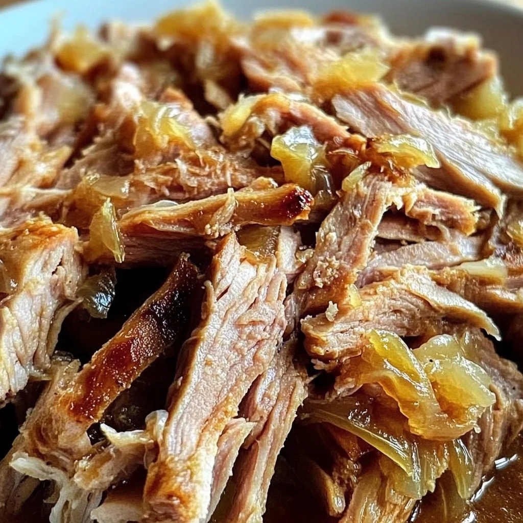 Crockpot Pork and Sauerkraut dish served with sides