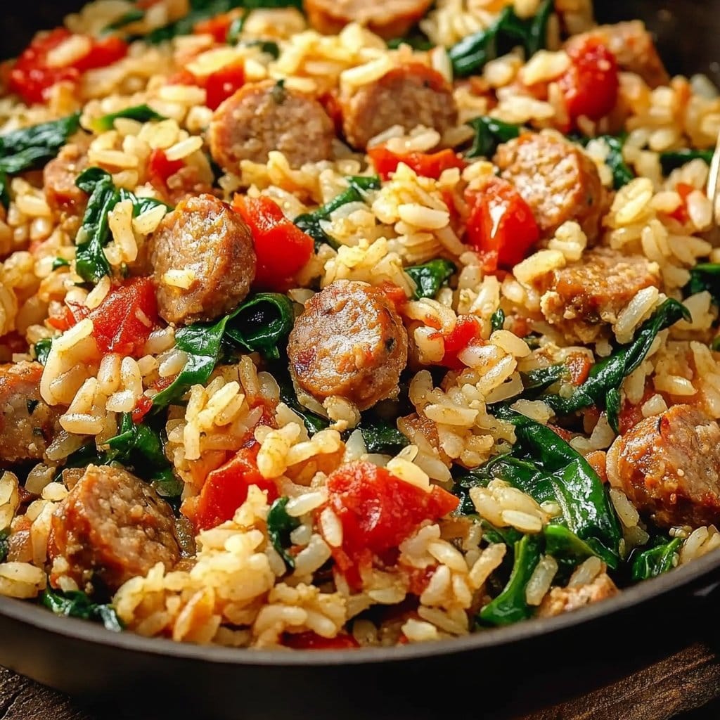 One-Pan Spicy Italian Sausage and Brown Rice