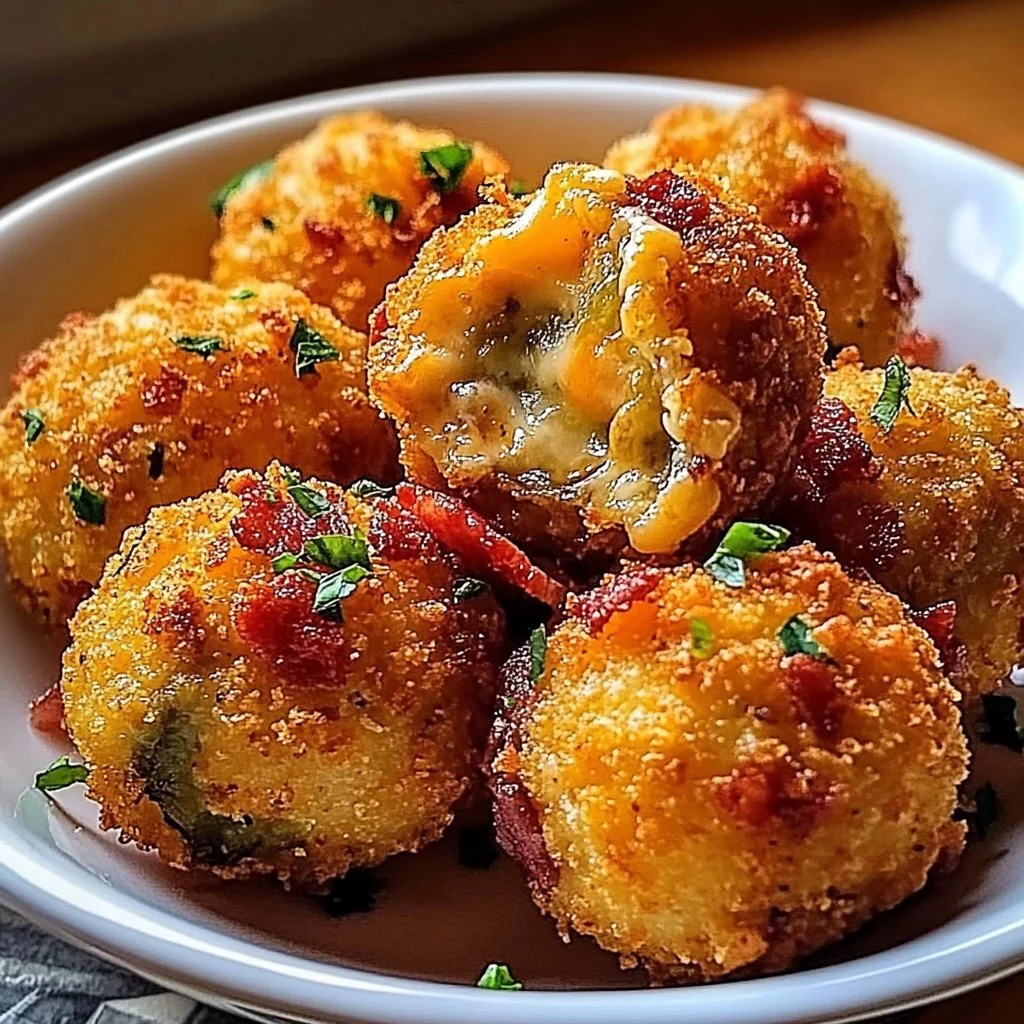 Spicy Bacon Jalapeño Popper Cheese Balls on a serving platter