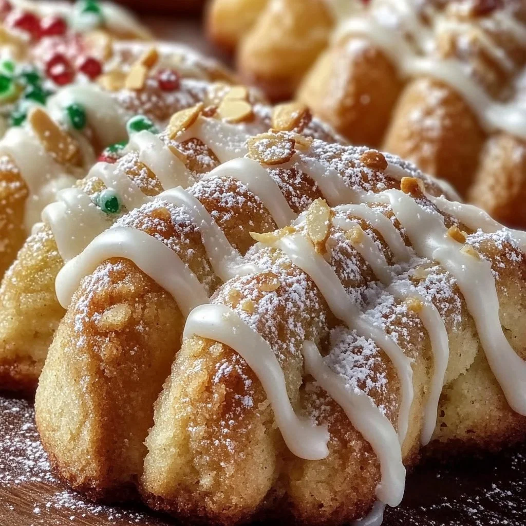 Twisted Christmas Cookies with Zesty Almond Icing