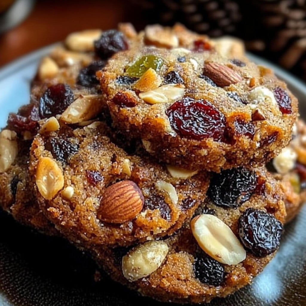 Delectable Spiced Fruitcake Cookies with Nuts and Dried Fruits