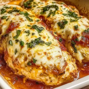 Baked Ricotta Chicken served with herbs and vegetables on a plate.