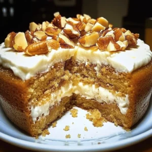 Delicious Banana Walnut Cream Cake topped with creamy frosting and walnuts