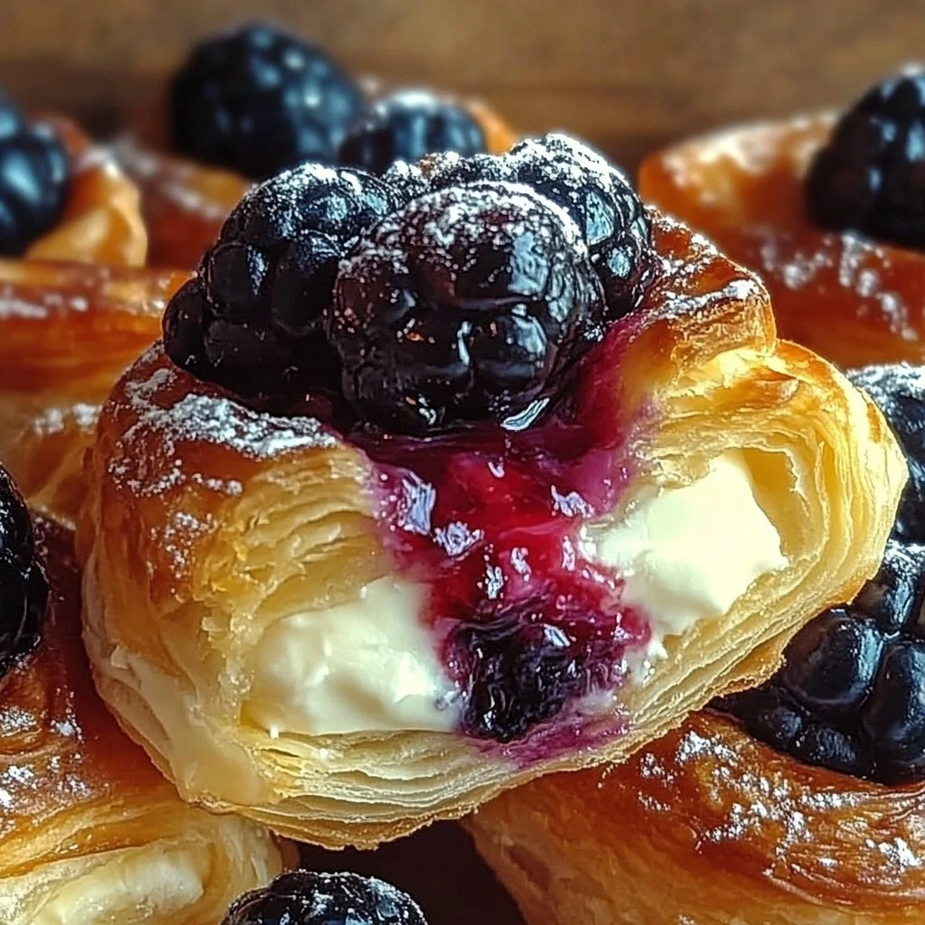 Delicious Berry Cheese Puff Treats with vibrant berries and creamy cheese filling.
