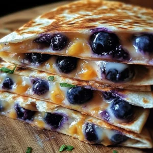 Blueberry Breakfast Quesadilla with melted cheese and fresh blueberries