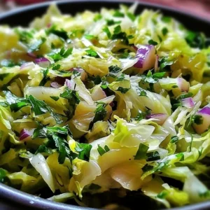 A vibrant Cabbage Dijon Lime Salad served in a bowl, showcasing fresh ingredients and vibrant colors.