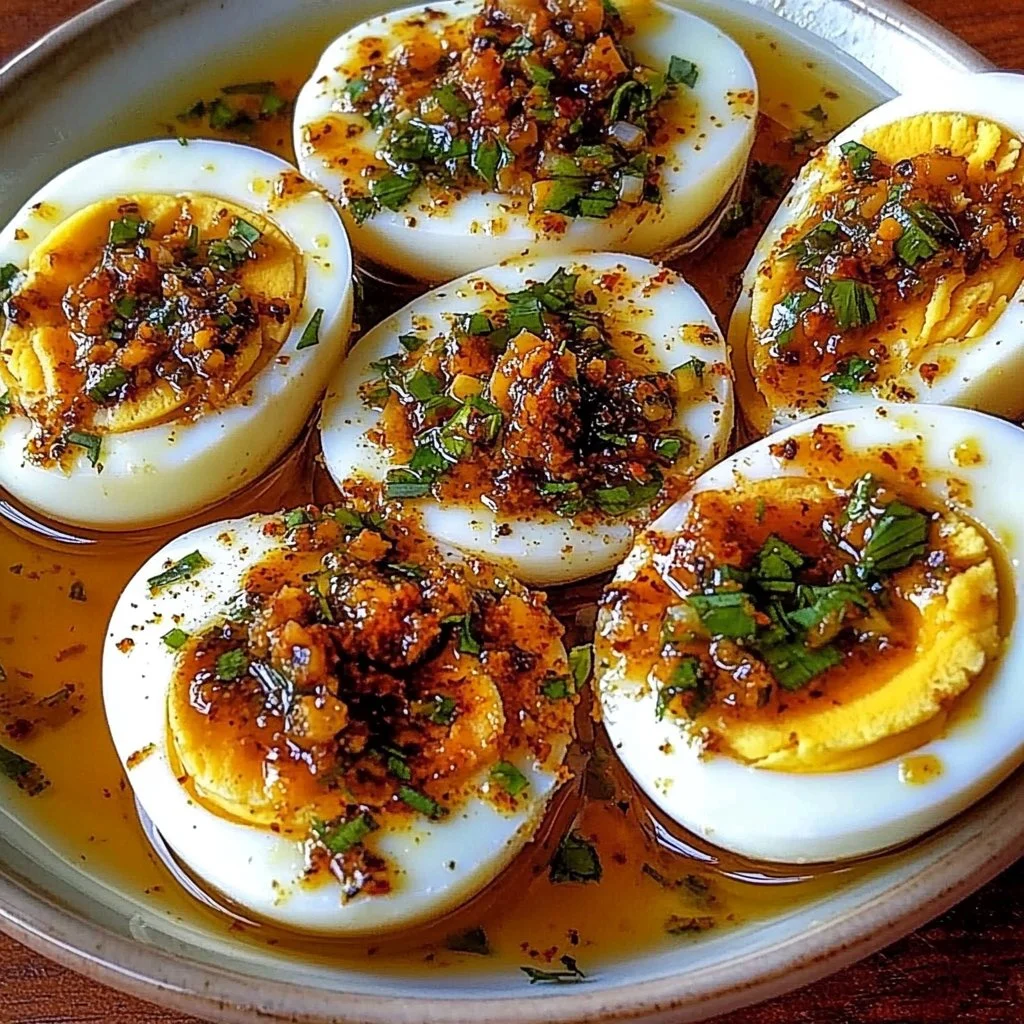 Cajun Boiled Eggs with Spicy Garlic Butter Sauce