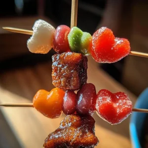 Colorful candy skewers arranged for a festive occasion