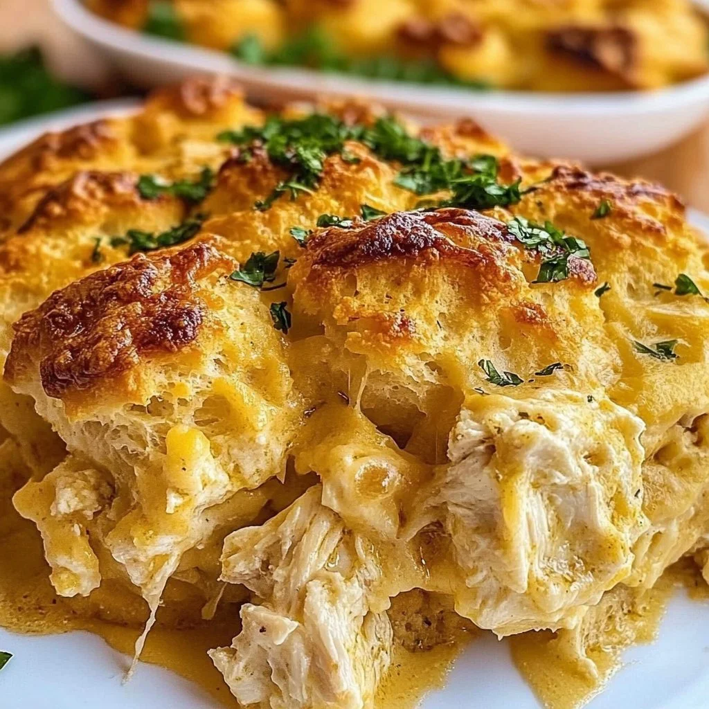 Delicious Chicken Bubble Biscuit Casserole fresh out of the oven