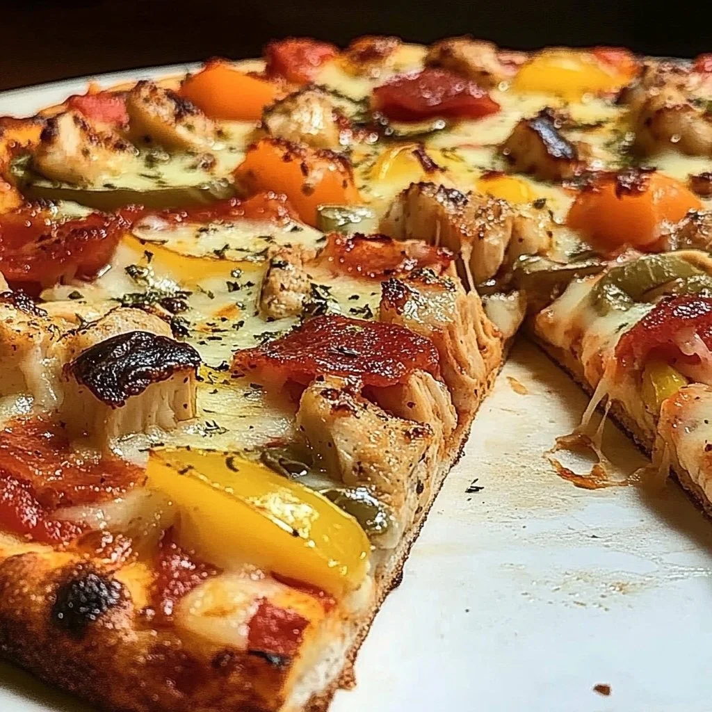 Delicious Chicken Crust Pizza topped with fresh ingredients for a healthy meal