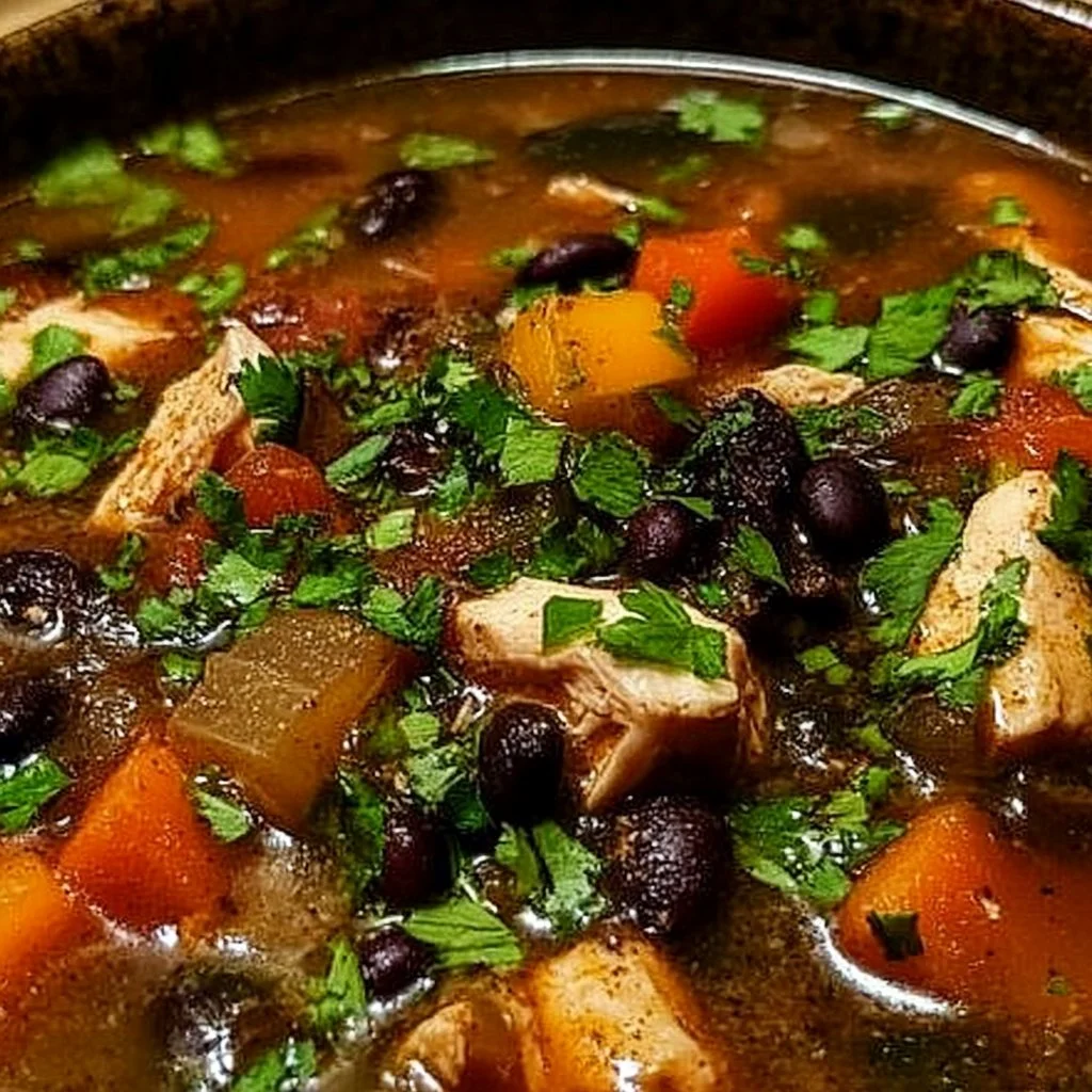 Chicken Poblano and Black Bean Soup
