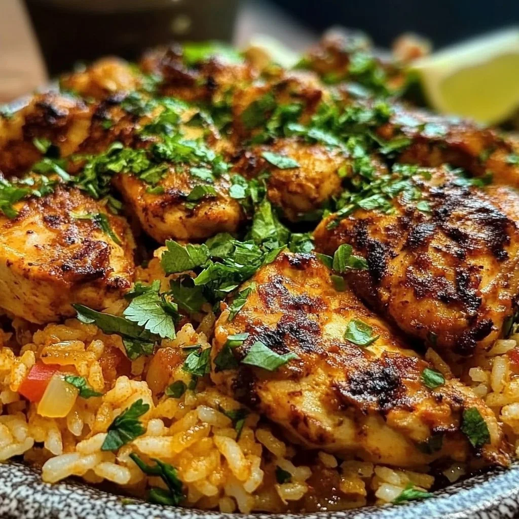 Delicious Chicken Shawarma Rice served with fresh vegetables and spices.