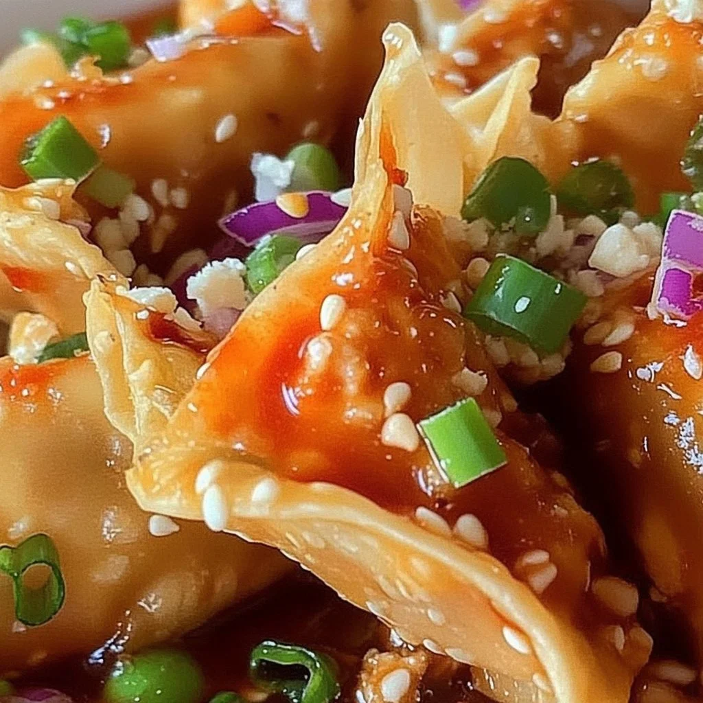 Chicken wonton tacos with various flavor combinations on a plate.