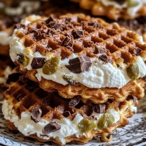 Chocolate cannoli pizzelle sandwiches with creamy filling and crispy pizzelle