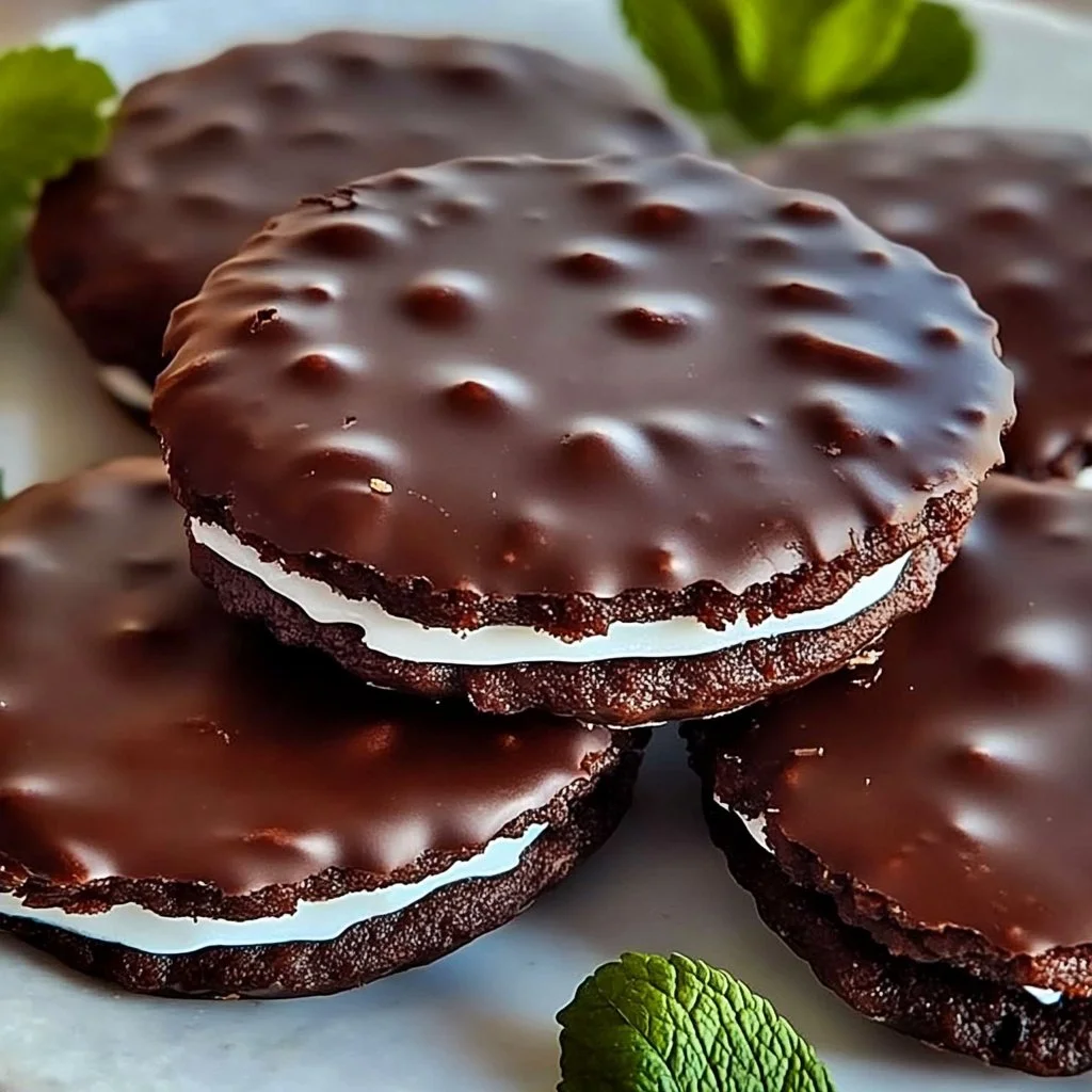 Homemade Copycat Thin Mints cookies on a plate