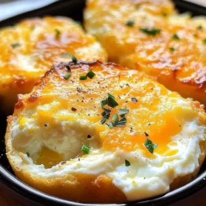 Cottage Cheese Baked Eggs fresh out of the oven, served in a rustic dish.