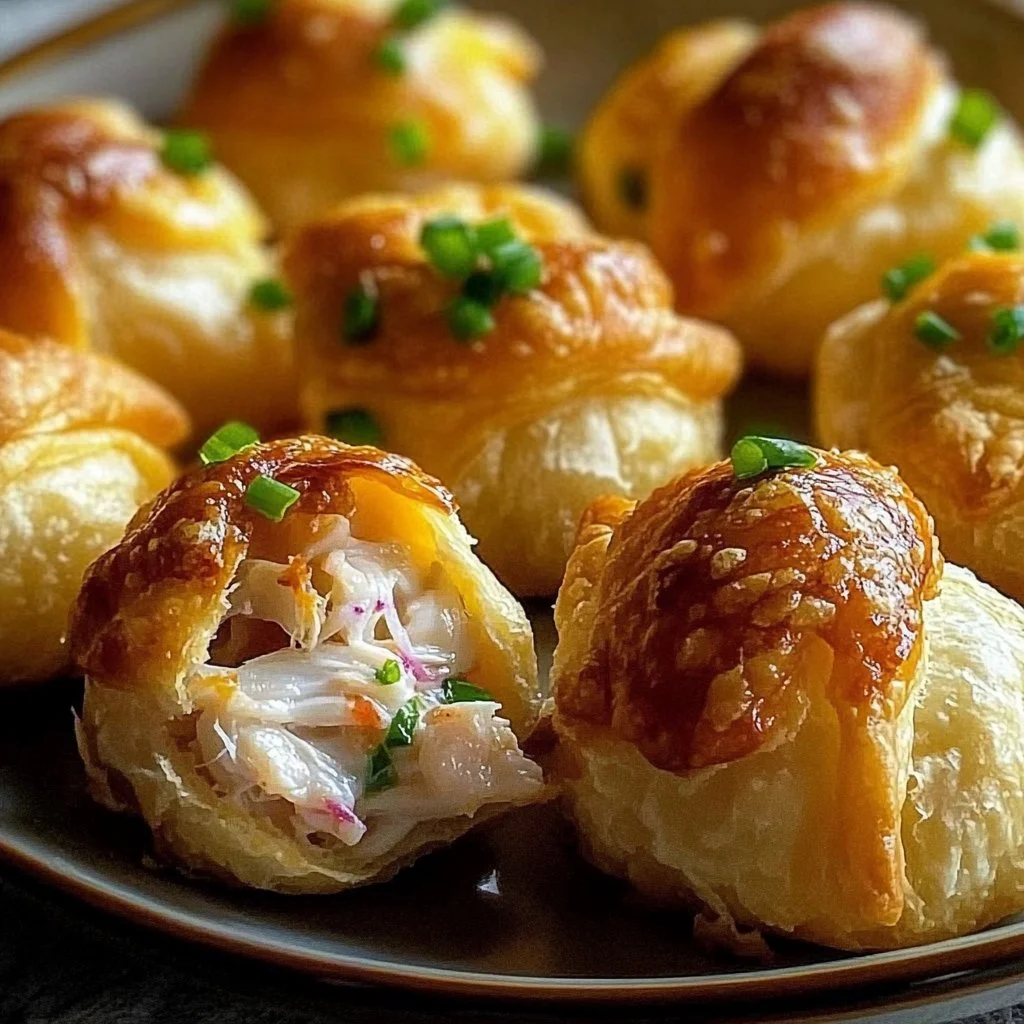 Plate of delicious crab crescent bites served as appetizers