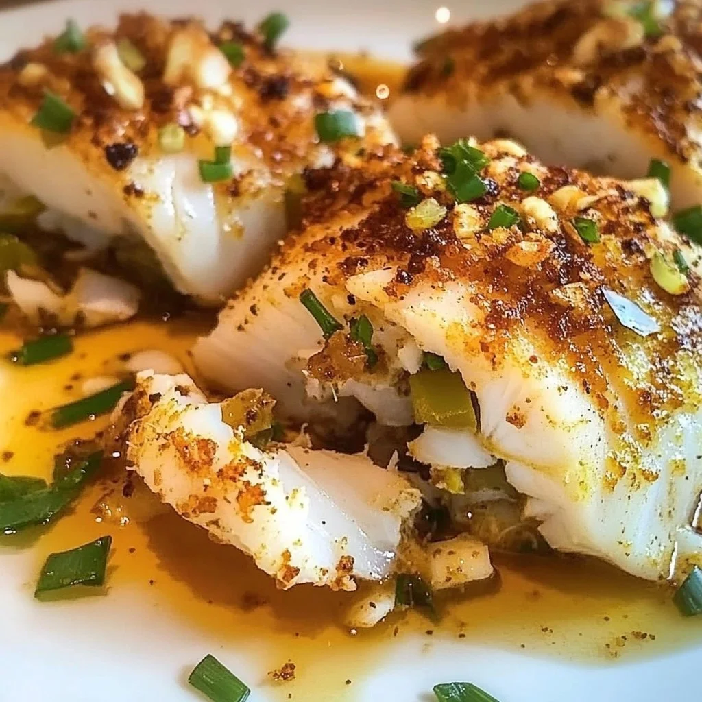 Delicious crab stuffed whitefish served with lemon and herbs