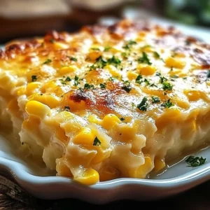 Delicious crack corn casserole dish served on a table