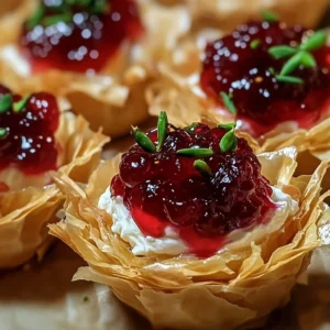 Cranberry Pepper Jelly Cream Cheese Phyllo Cups served on a festive platter