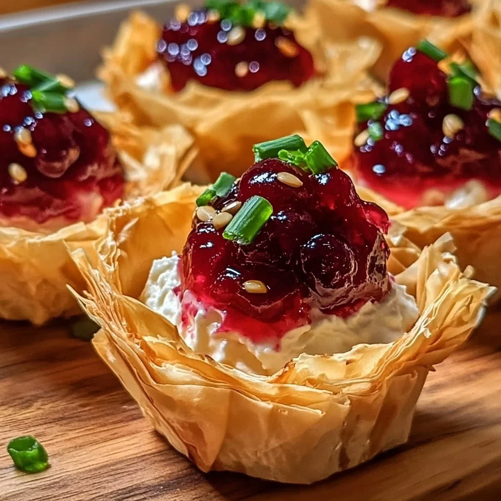 Cranberry Pepper Jelly Cream Cheese Phyllo Cups