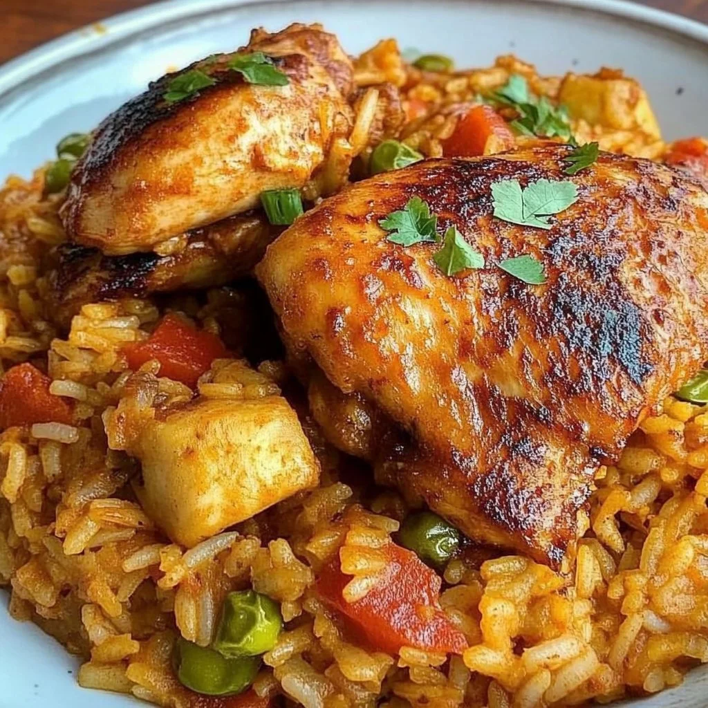 Delicious Crazy Chicken and Rice dish prepared in 5 easy steps.