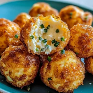 Baked cream cheese poppers served with a dipping sauce on a platter.