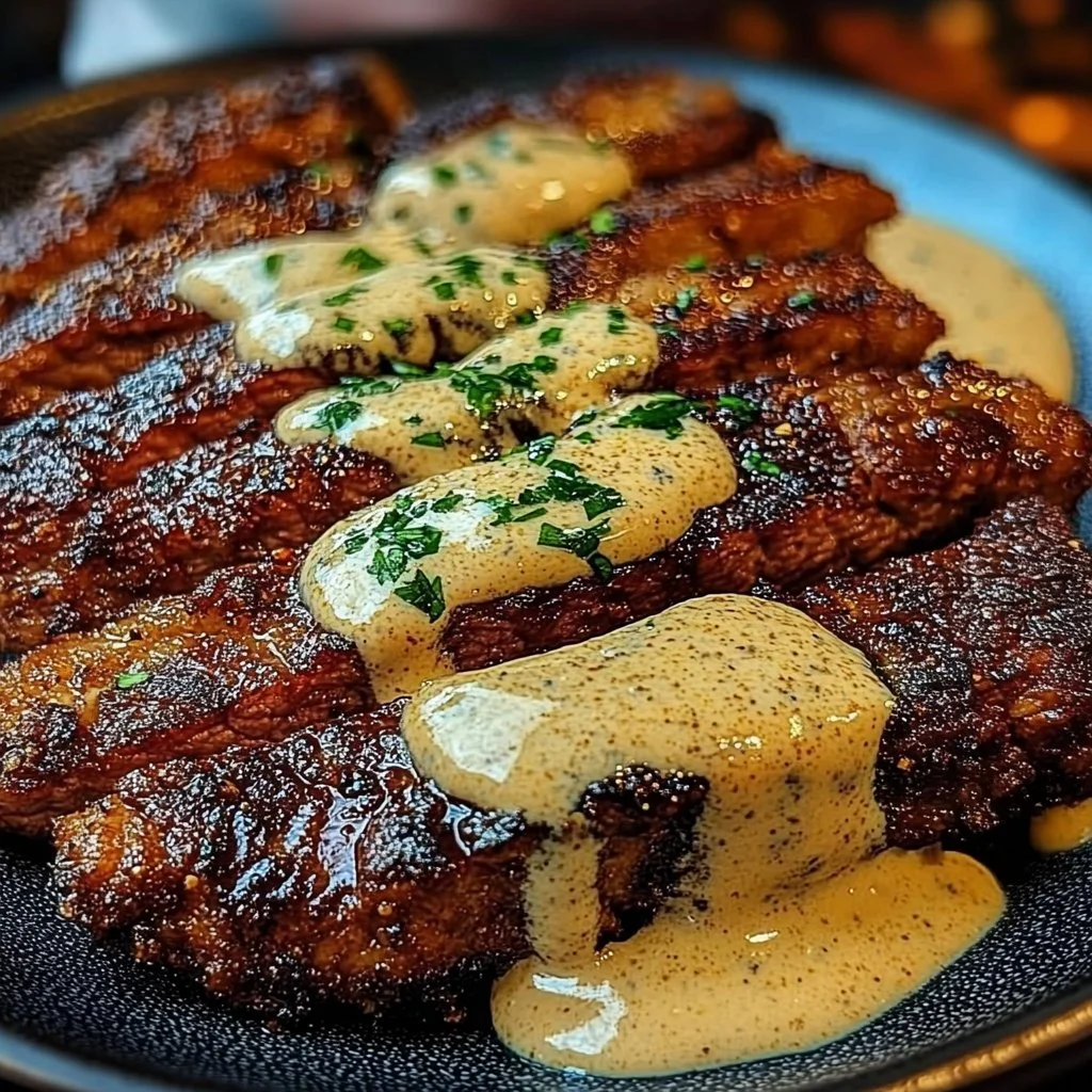 Crispy steak strips served with savory tartar cream dip