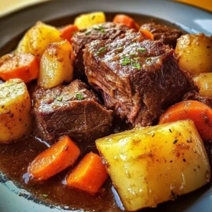 Tender crockpot pot roast with vegetables, perfect for a cozy meal