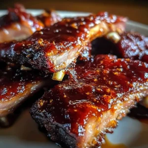 Delicious Crockpot Ribs served with barbecue sauce and side dishes
