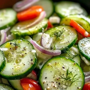 Fresh Cucumber Ranch Crack Salad in a bowl with ranch dressing and spices
