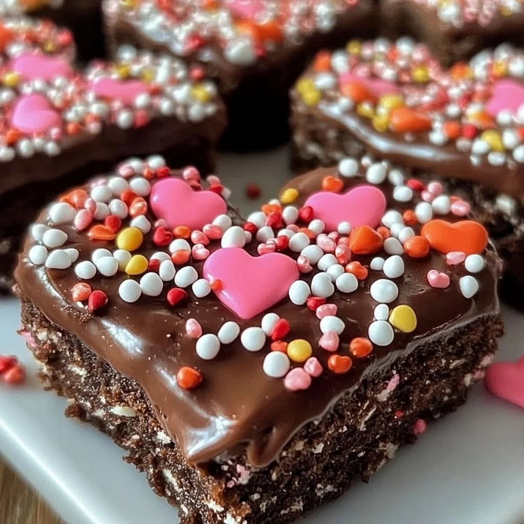 Plate of cute Valentine's treats including heart-shaped cookies and chocolates.