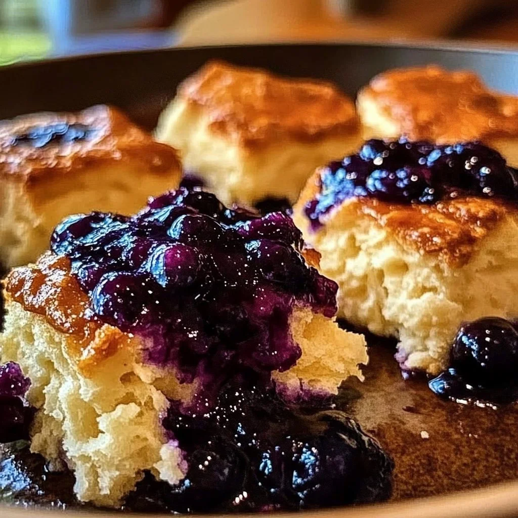 Delicious blueberry butter swim biscuits fresh out of the oven.