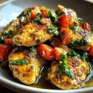 Delightful chicken dish served with herbs and vegetables