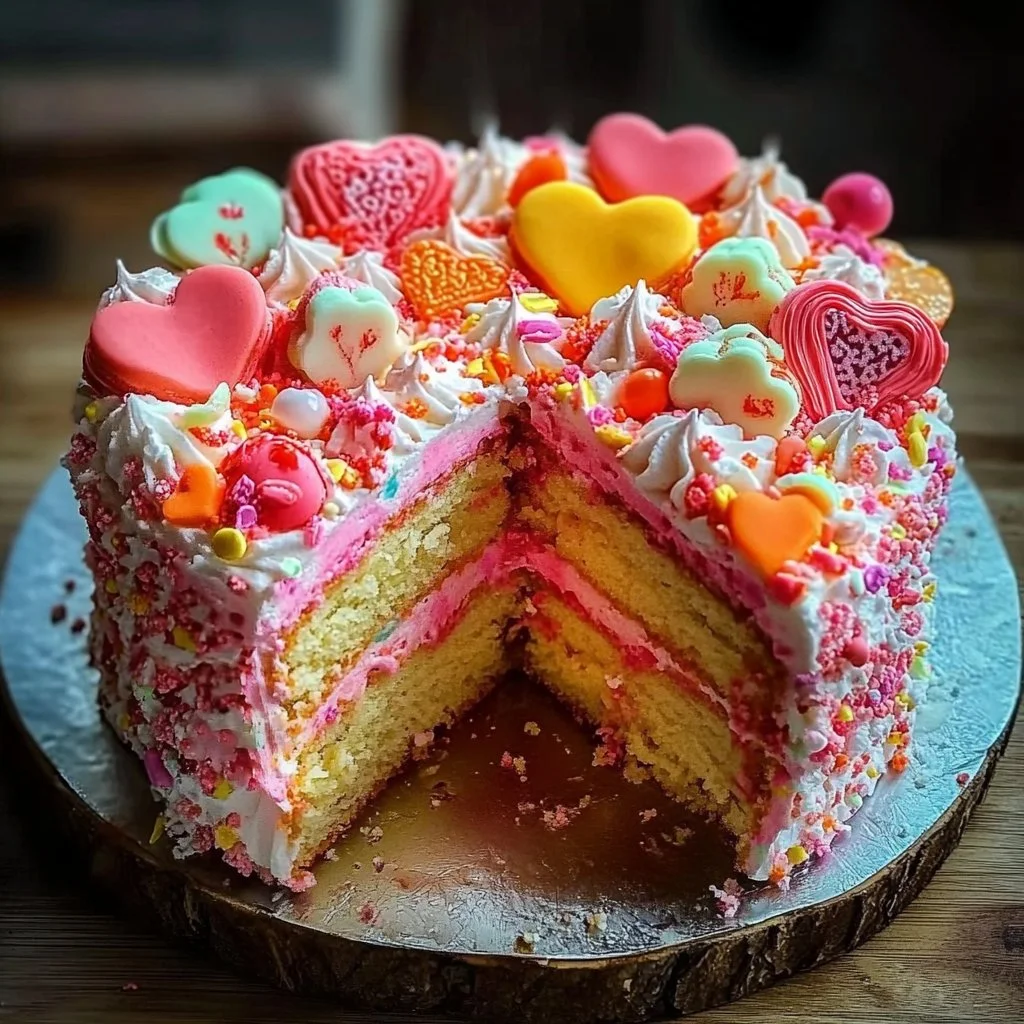 Beautifully decorated Valentine Bento Cake with heart designs and vibrant colors