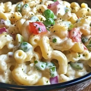 Delicious Dolly Parton Macaroni Salad served in a bowl.