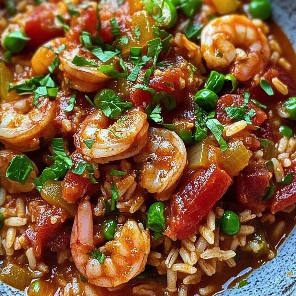 Delicious crockpot jambalaya in a bowl, showcasing rice, shrimp, and sausage.