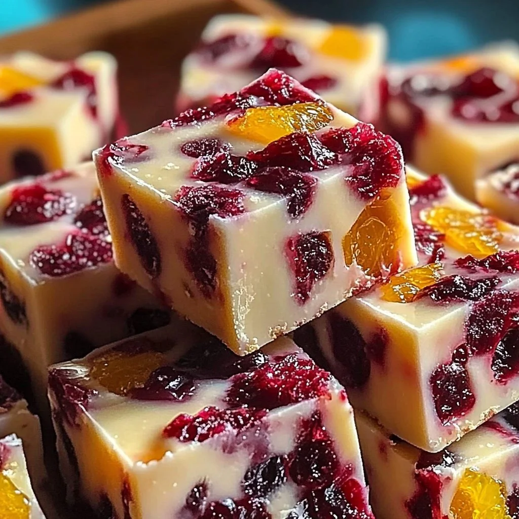 Delicious easy cranberry orange fudge recipe with festive colors and flavors