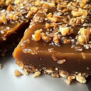 Delicious homemade English Toffee with a glossy finish and nut topping.
