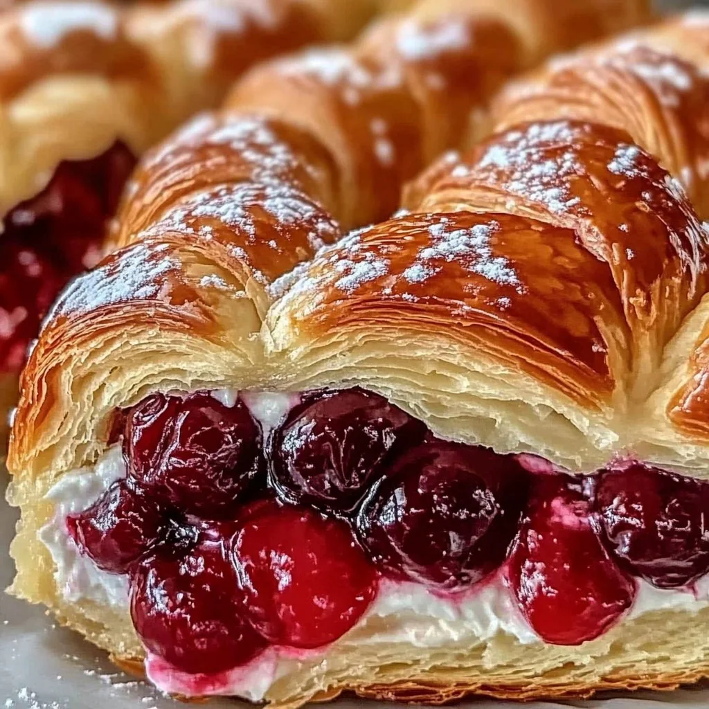 Flaky Braided Cherry Danish with a cherry filling on a wooden table