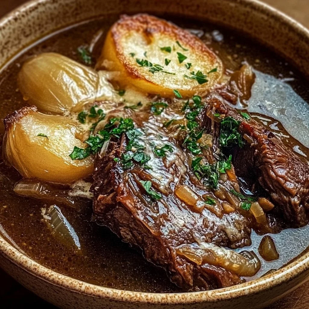 French Onion Beef Short Rib Soup