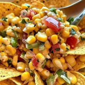 Delicious Frito Corn Salad served in a bowl with colorful ingredients.