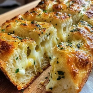 Freshly baked Garlic Herb Cheese Bread with aromatic herbs and melted cheese