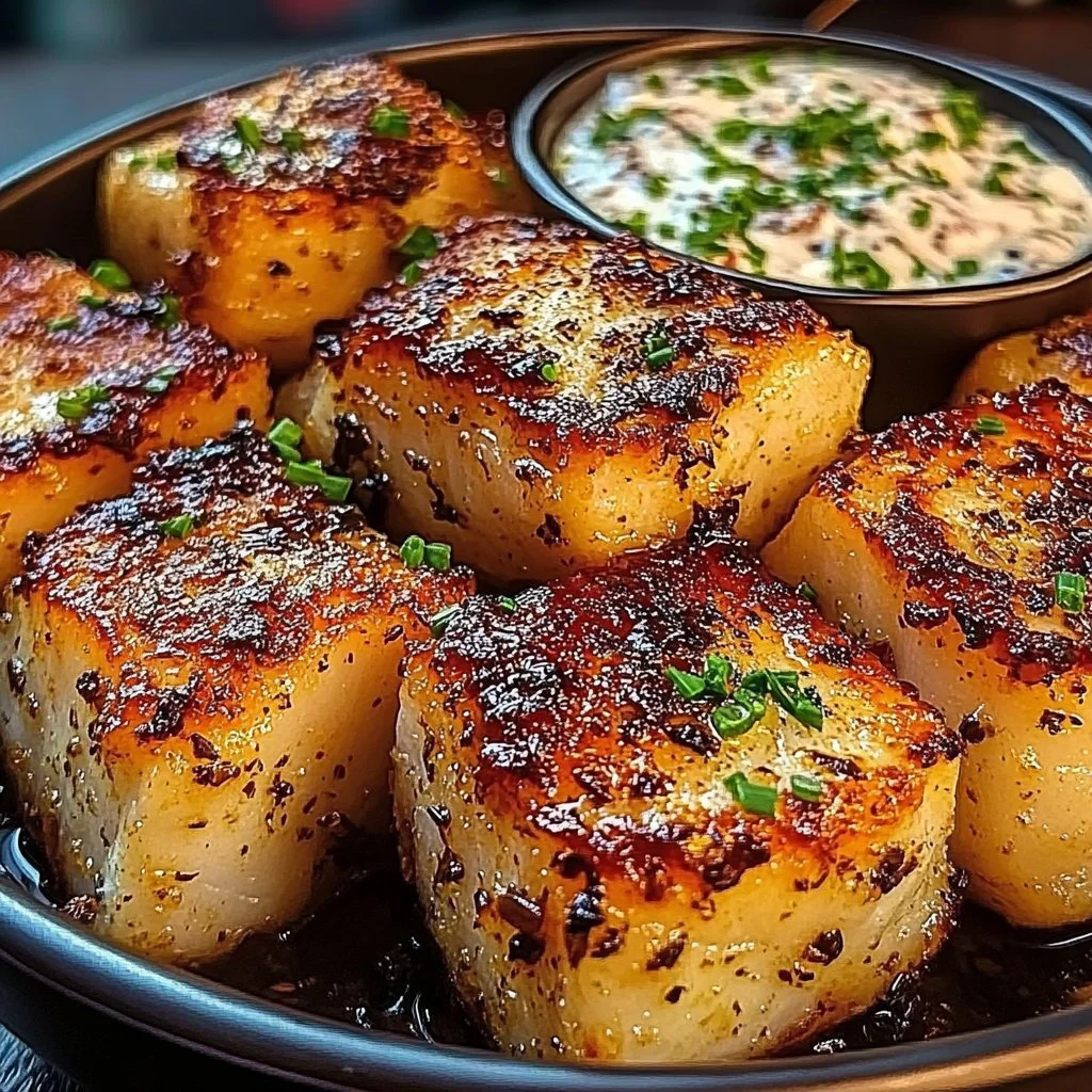 Delicious Garlic Pepper Fish cubes served with refreshing tartar dip