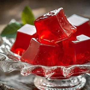 Colorful gelatin drink served in a glass, perfect for refreshing snacks.