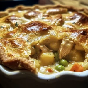 Gnocchi chicken pot pie served in a cozy bowl, perfect for comfort food lovers.