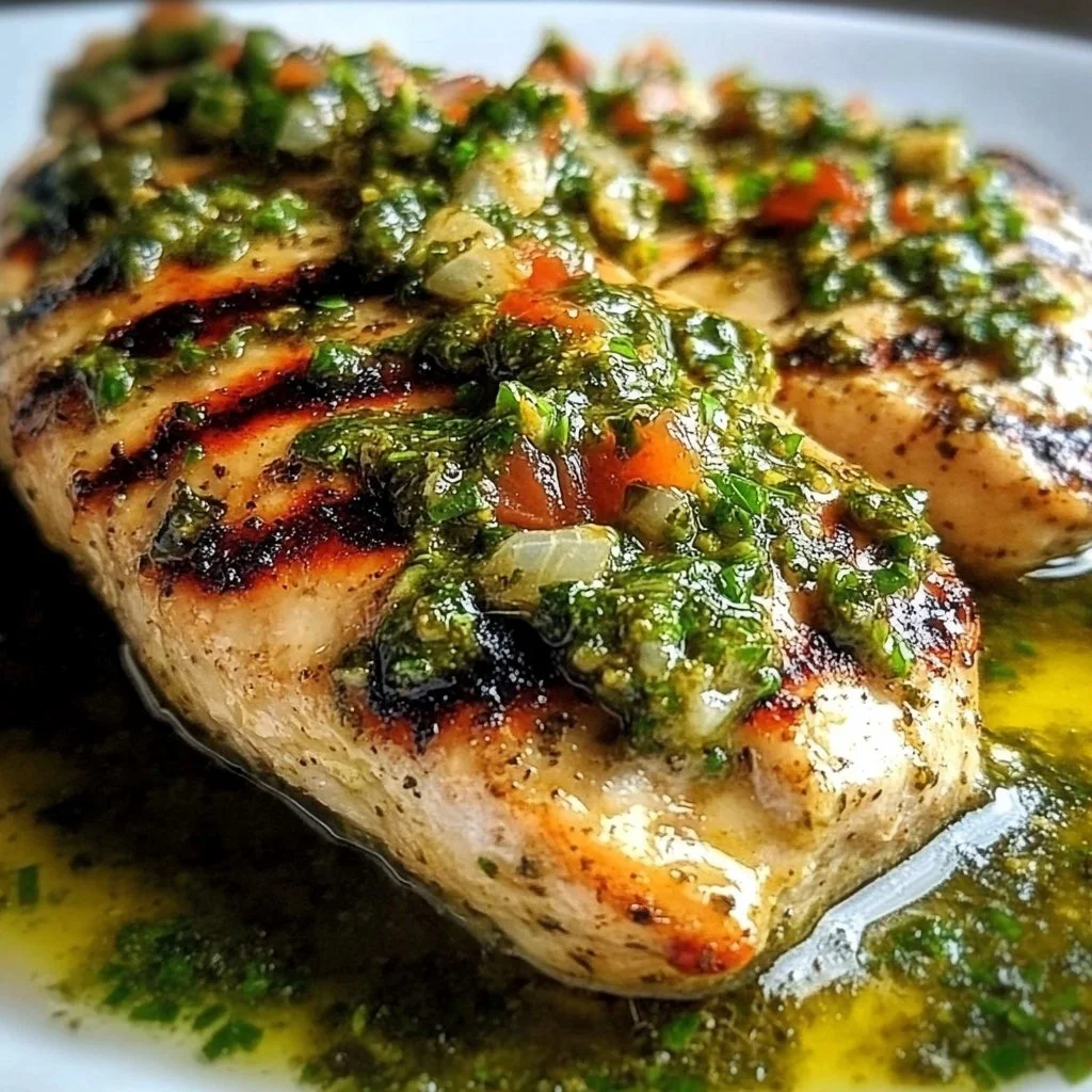 Grilled Salsa Verde Chicken served with fresh herbs and lime