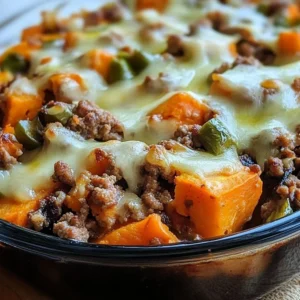 Ground Turkey Sweet Potato Bake garnished and ready to serve.
