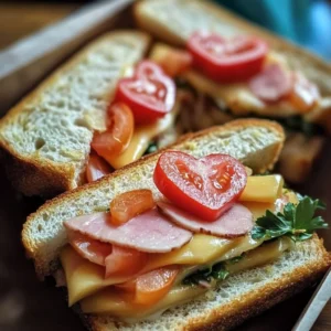 Delicious heart-shaped sandwiches on a picnic table