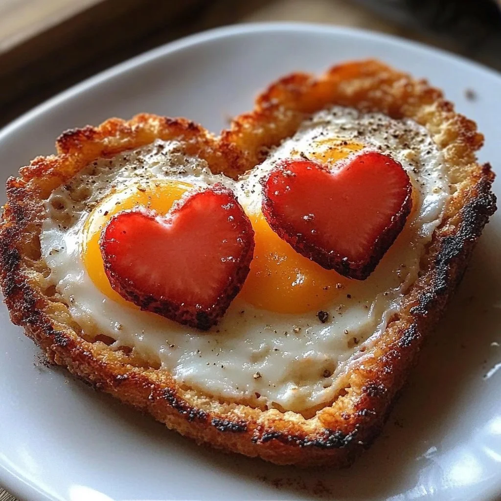 Heart-shaped pancakes and strawberries for a romantic Valentine's Day breakfast
